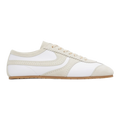White & Beige Suede Sneakers