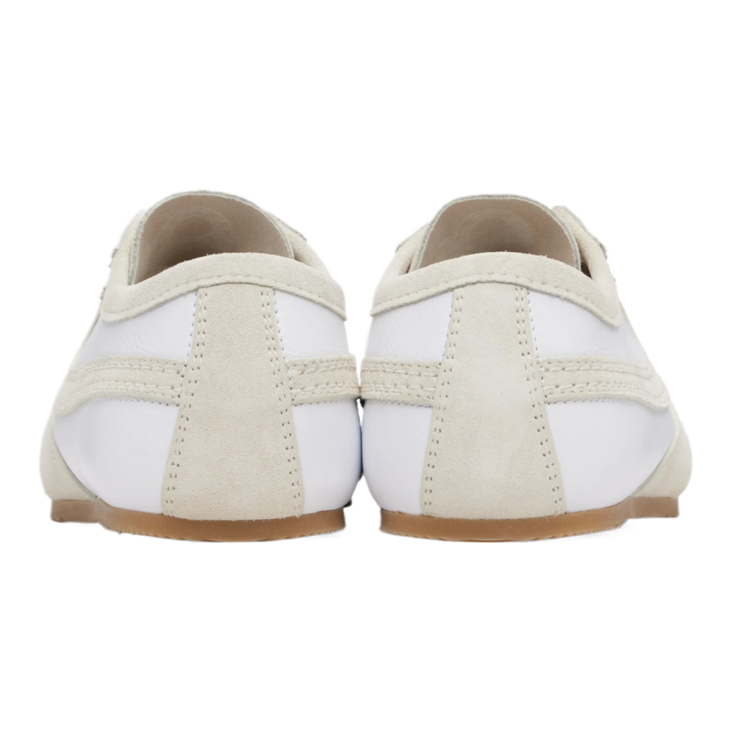 White & Beige Suede Sneakers