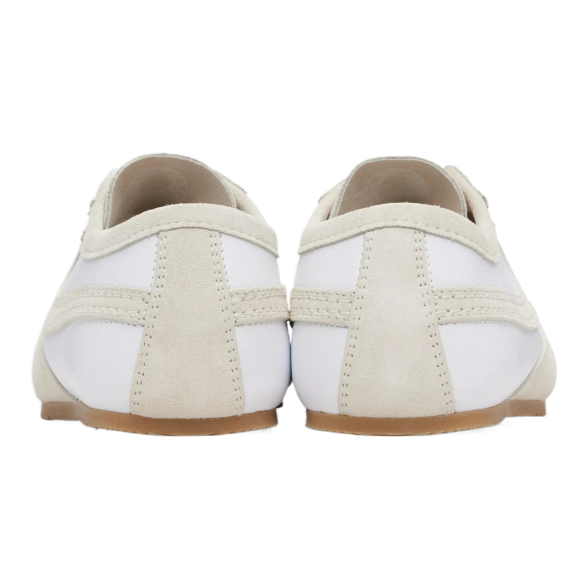 White & Beige Suede Sneakers