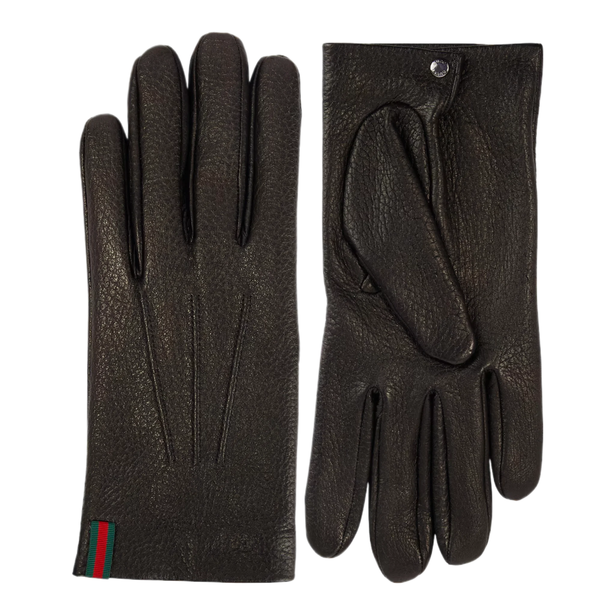 Web Stripe leather gloves