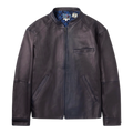 Indigo-Dyed Leather Biker Jacket