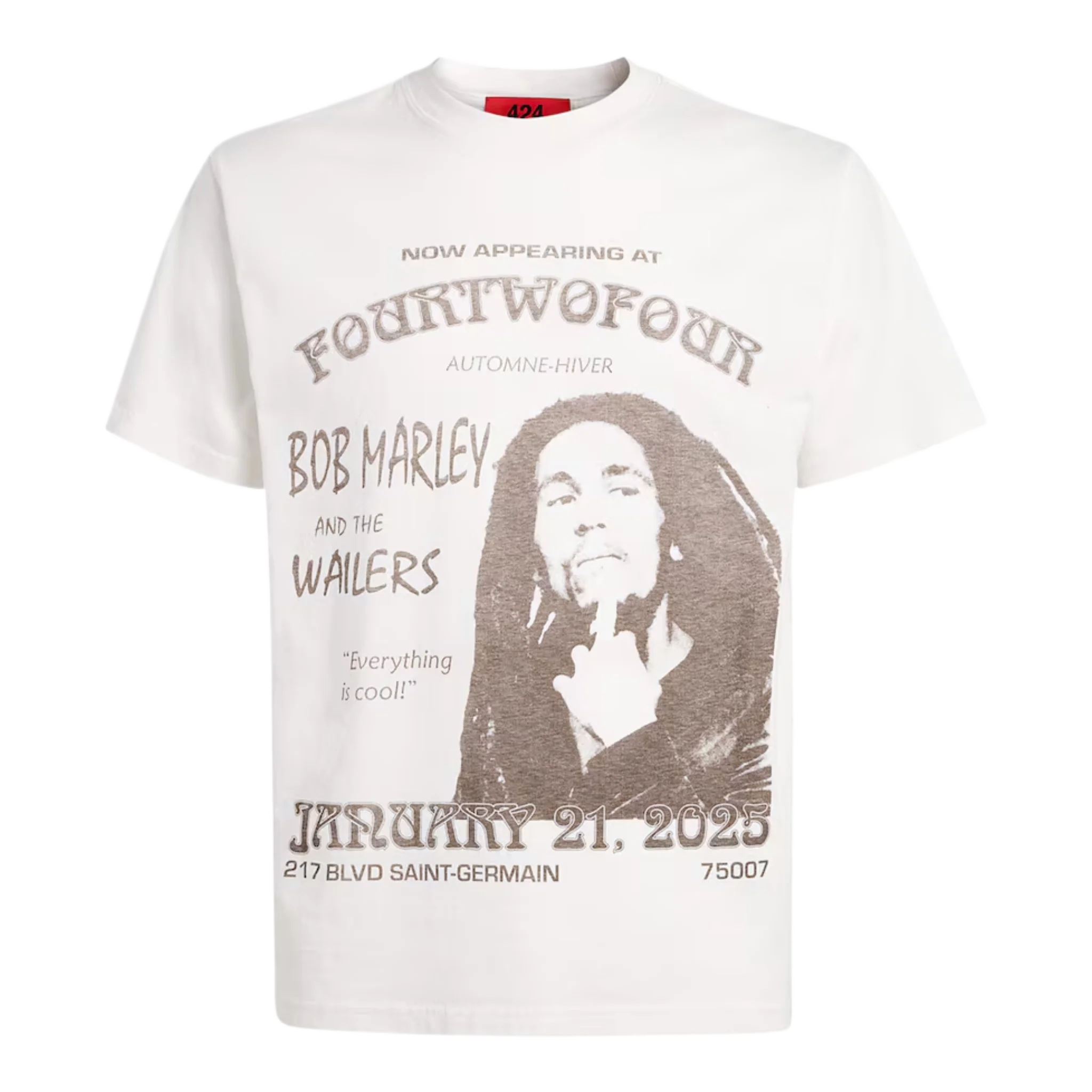 White Cotton Bob Marley T-Shirt