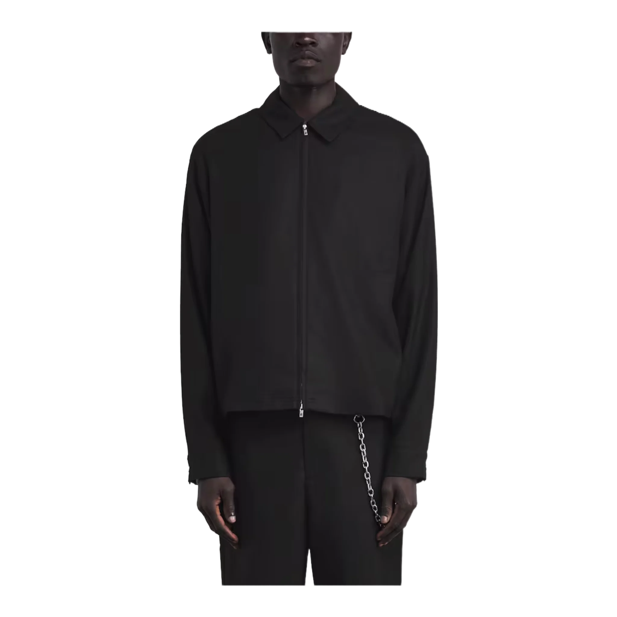 Black Zip-Up Overshirt Jet Black