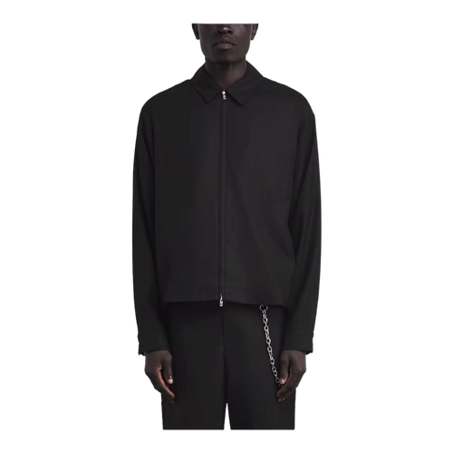 Black Zip-Up Overshirt Jet Black