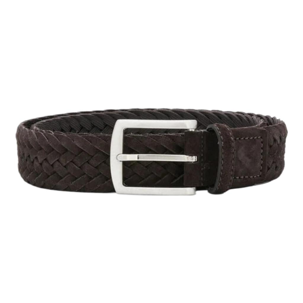 Brown Woven Suede Belt