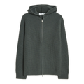 Isak Heavy Knitted Full Zip Hoodie Dark Evergreen