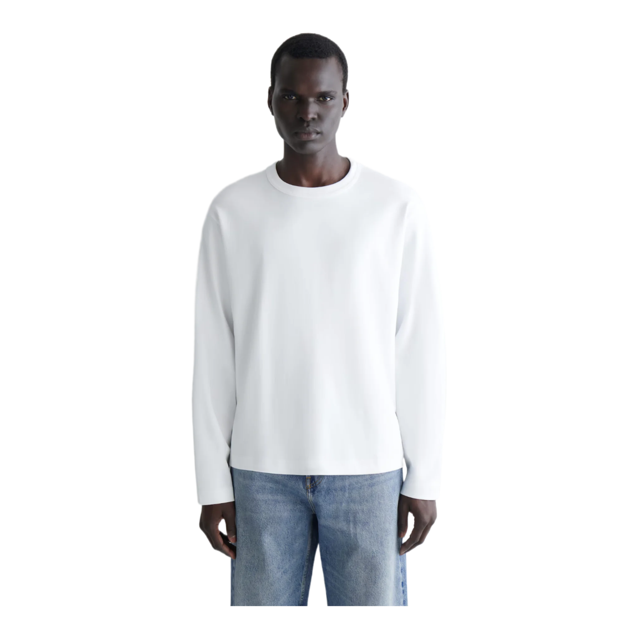 RELAXED JERSEY INTERLOCK LONG-SLEEVED T-SHIRT