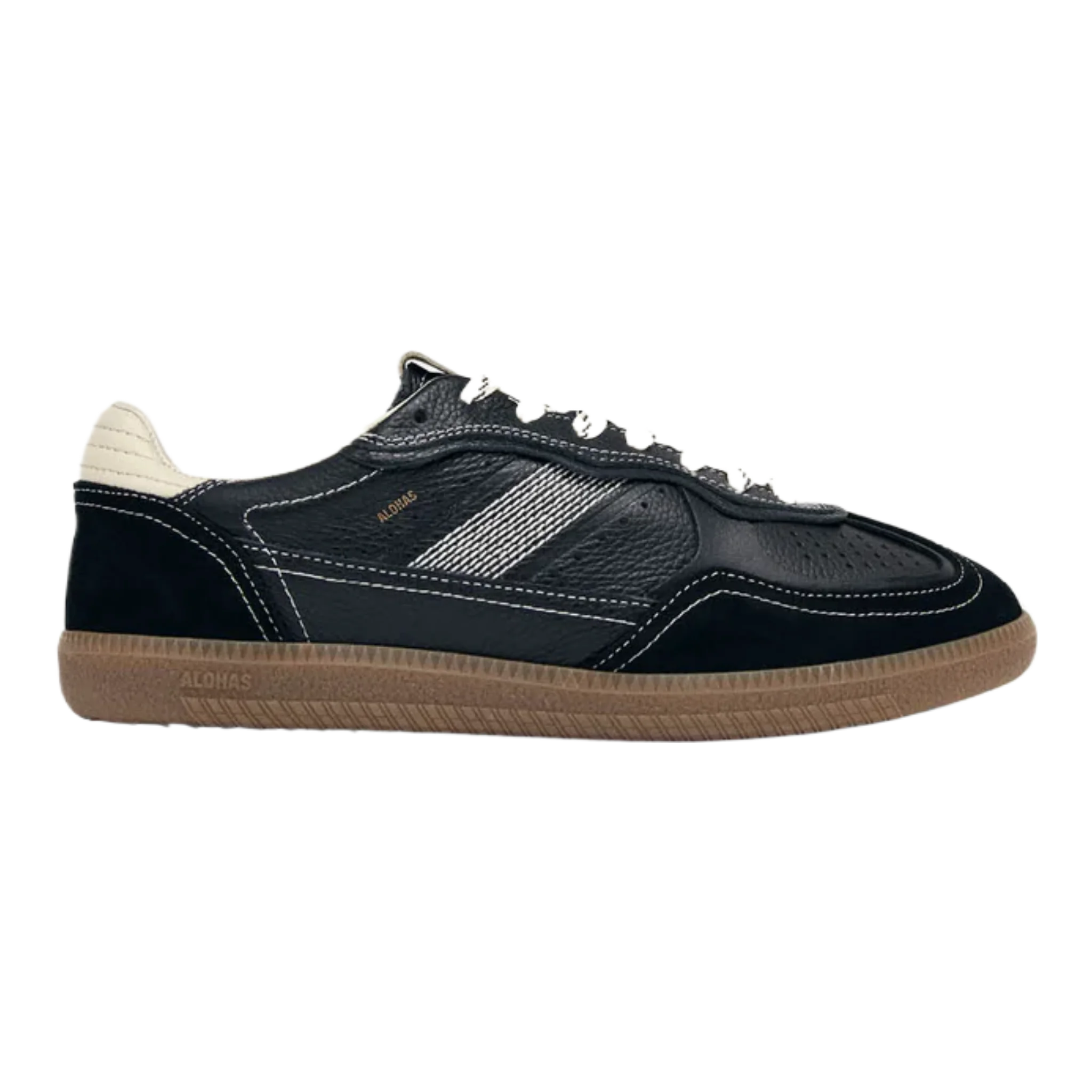 Tb.490 Rife Grain Black & Cream Leather Sneakers