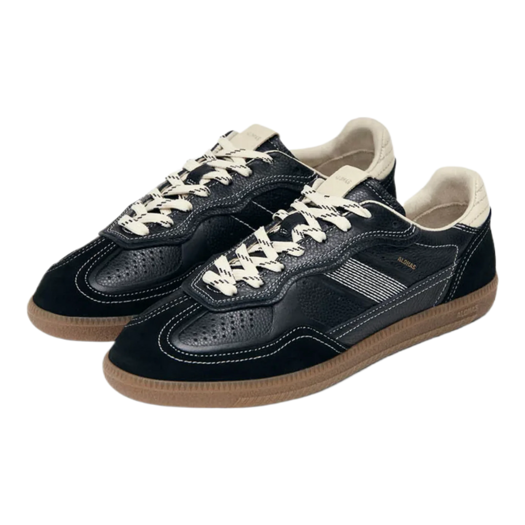 Tb.490 Rife Grain Black & Cream Leather Sneakers