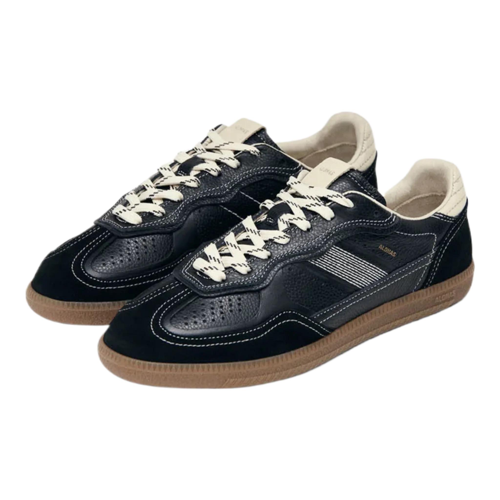 Tb.490 Rife Grain Black & Cream Leather Sneakers