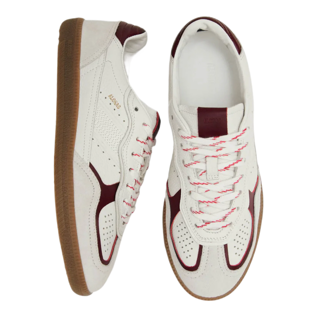 Tb.490 Rife Grain White Burgundy Leather Sneakers