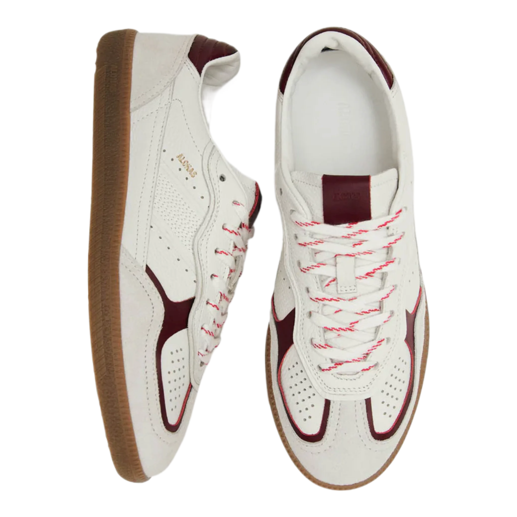 Tb.490 Rife Grain White Burgundy Leather Sneakers