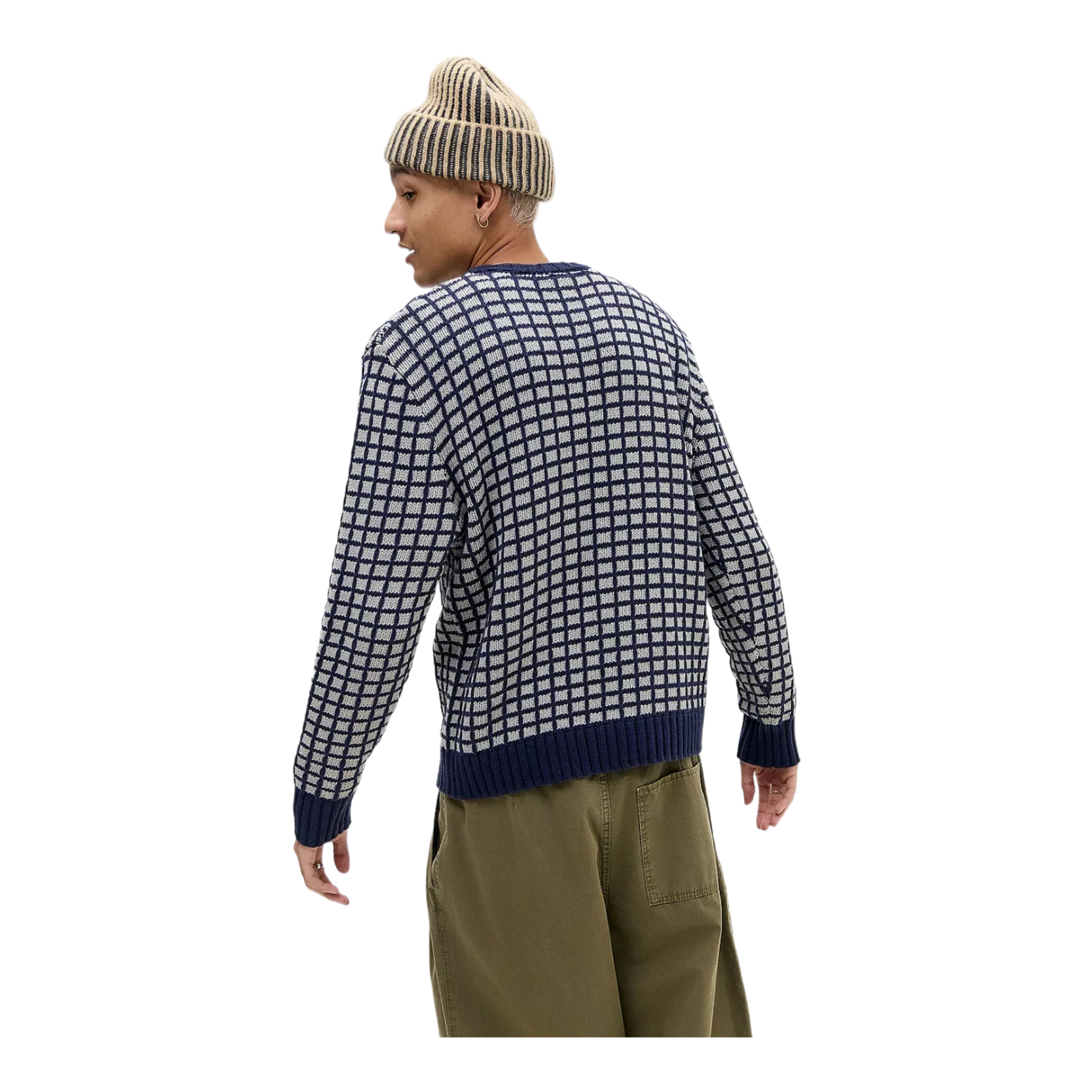 Navy Square Knit Jumper