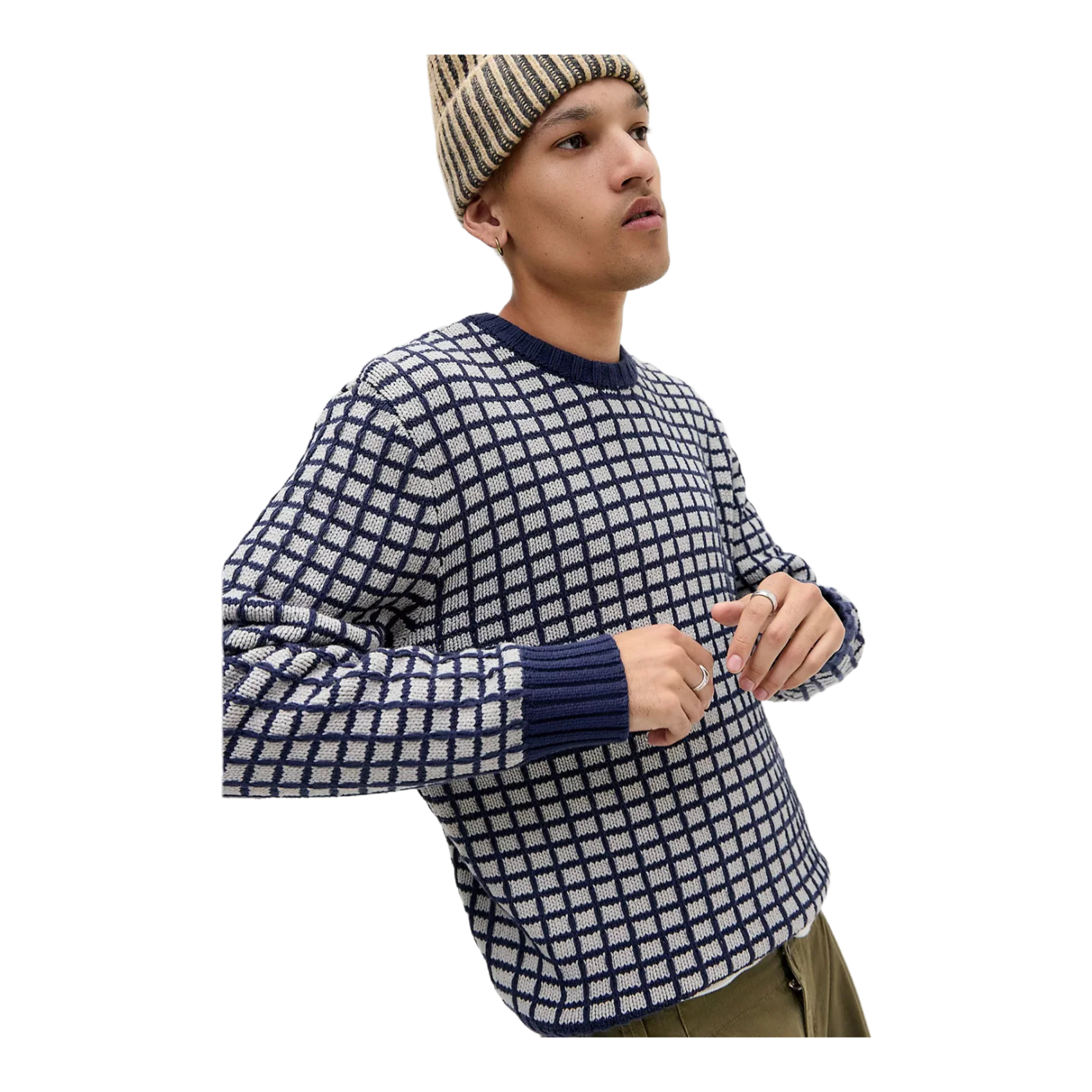 Navy Square Knit Jumper