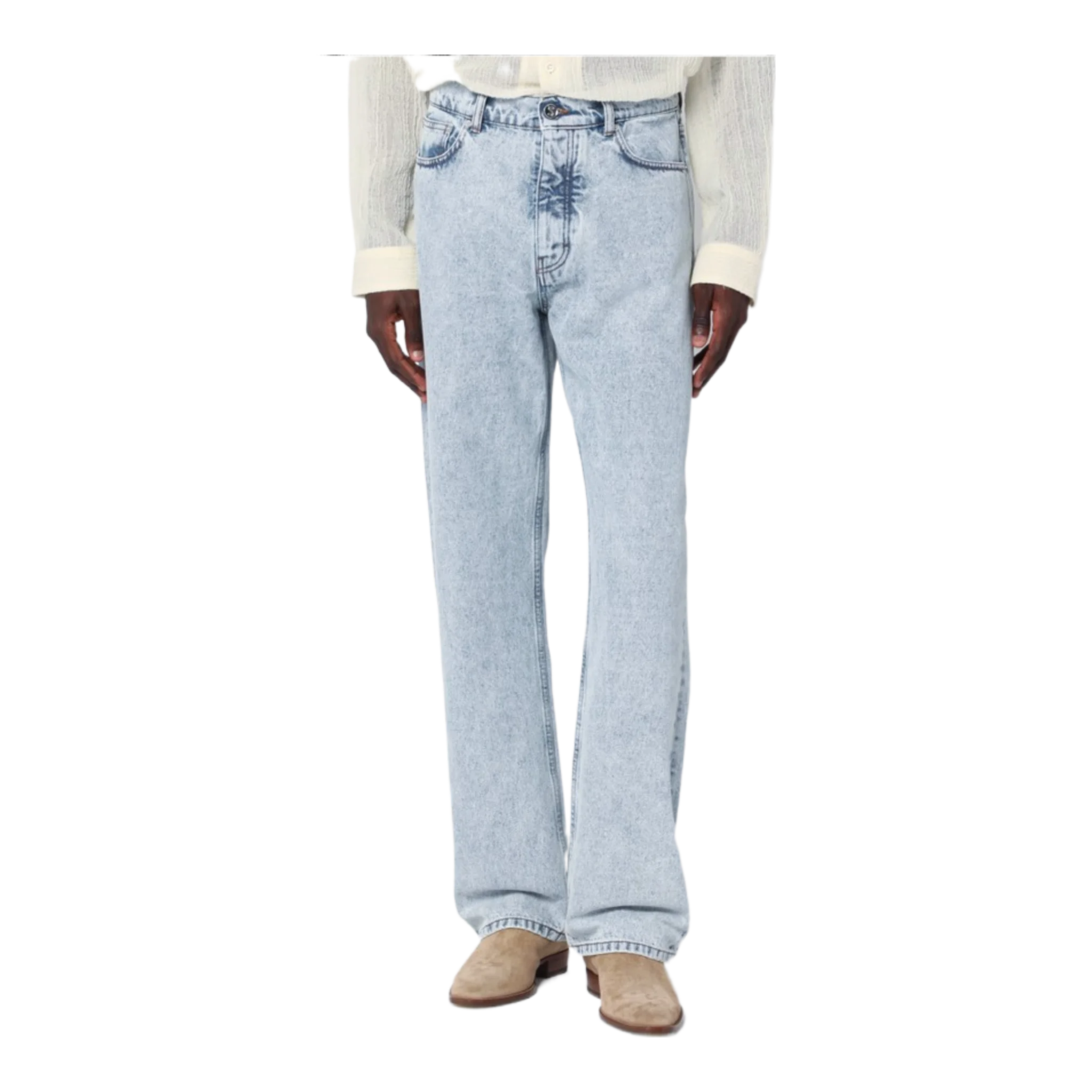 Light blue distressed jeans
