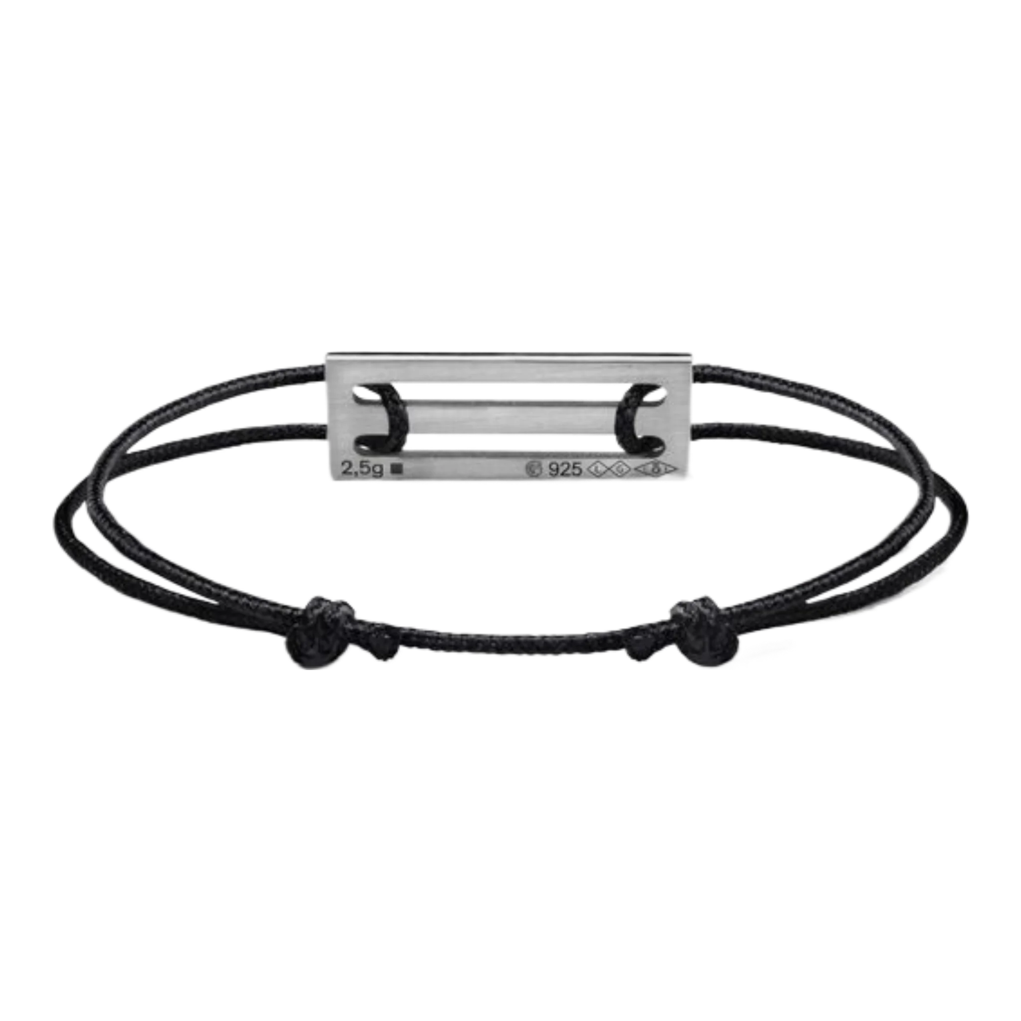 2,5g polished sterling silver lacquered cord bracelet