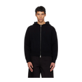 Black Double Face Wool Blend Zip-Up Hoodie