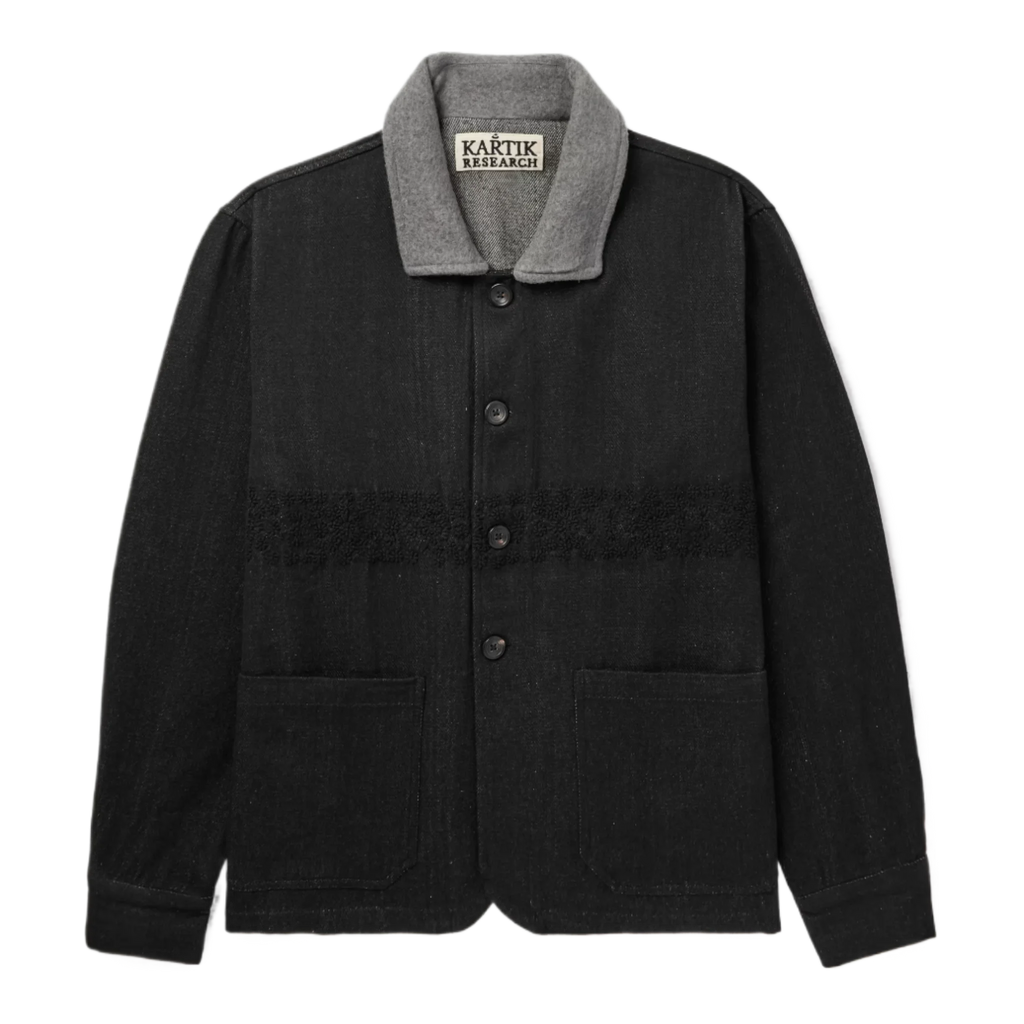 KARTIK RESEARCH - Embroidered Felt-Trimmed Denim Jacket