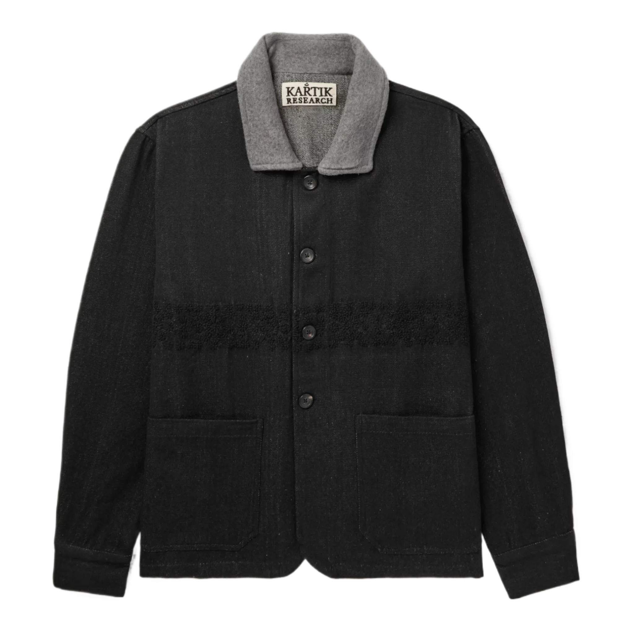 KARTIK RESEARCH - Embroidered Felt-Trimmed Denim Jacket