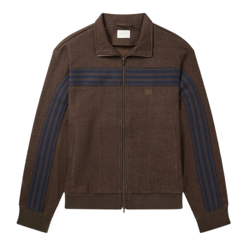 Webbing-Trimmed Herringbone Wool and Cotton-Blend Track Jacket