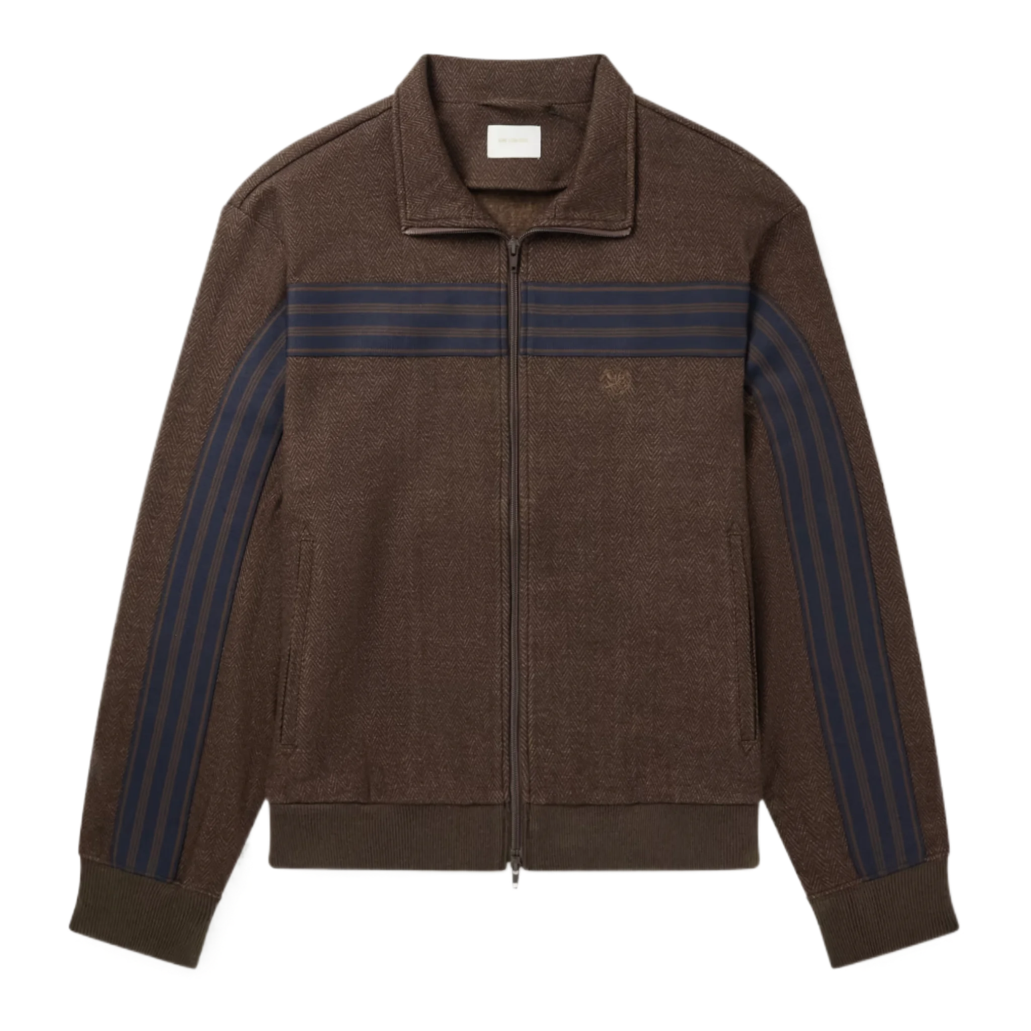 Webbing-Trimmed Herringbone Wool and Cotton-Blend Track Jacket