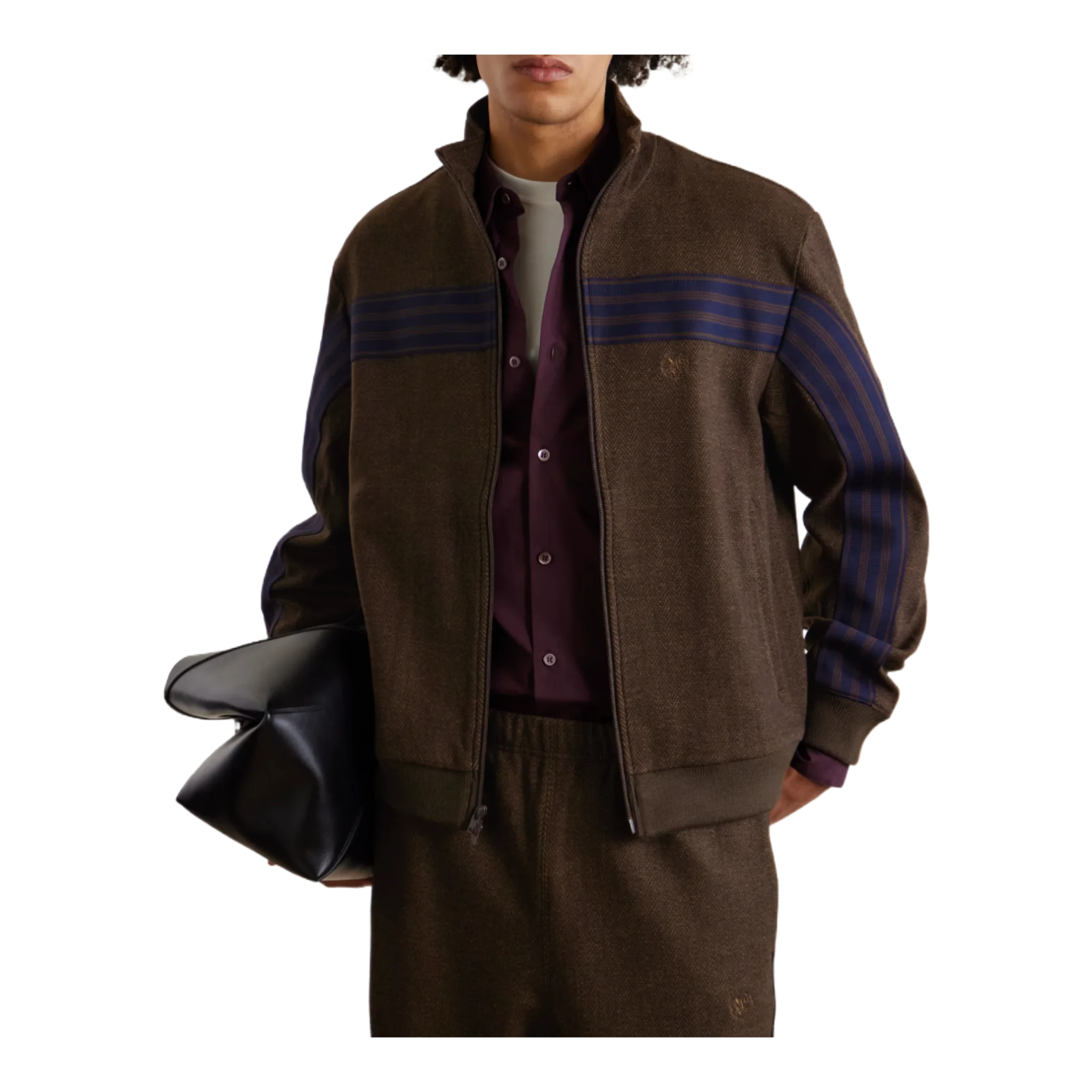Webbing-Trimmed Herringbone Wool and Cotton-Blend Track Jacket