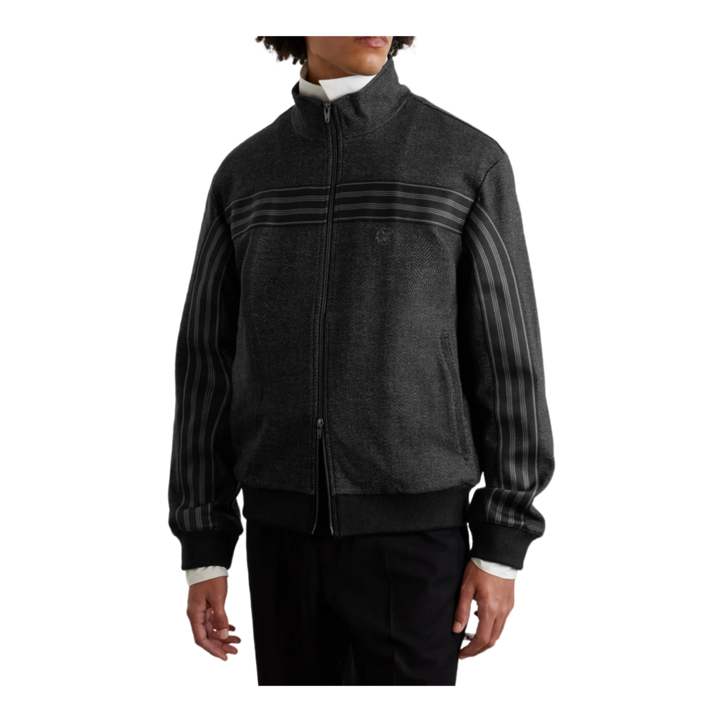 Webbing-Trimmed Herringbone Wool and Cotton-Blend Track Jacket