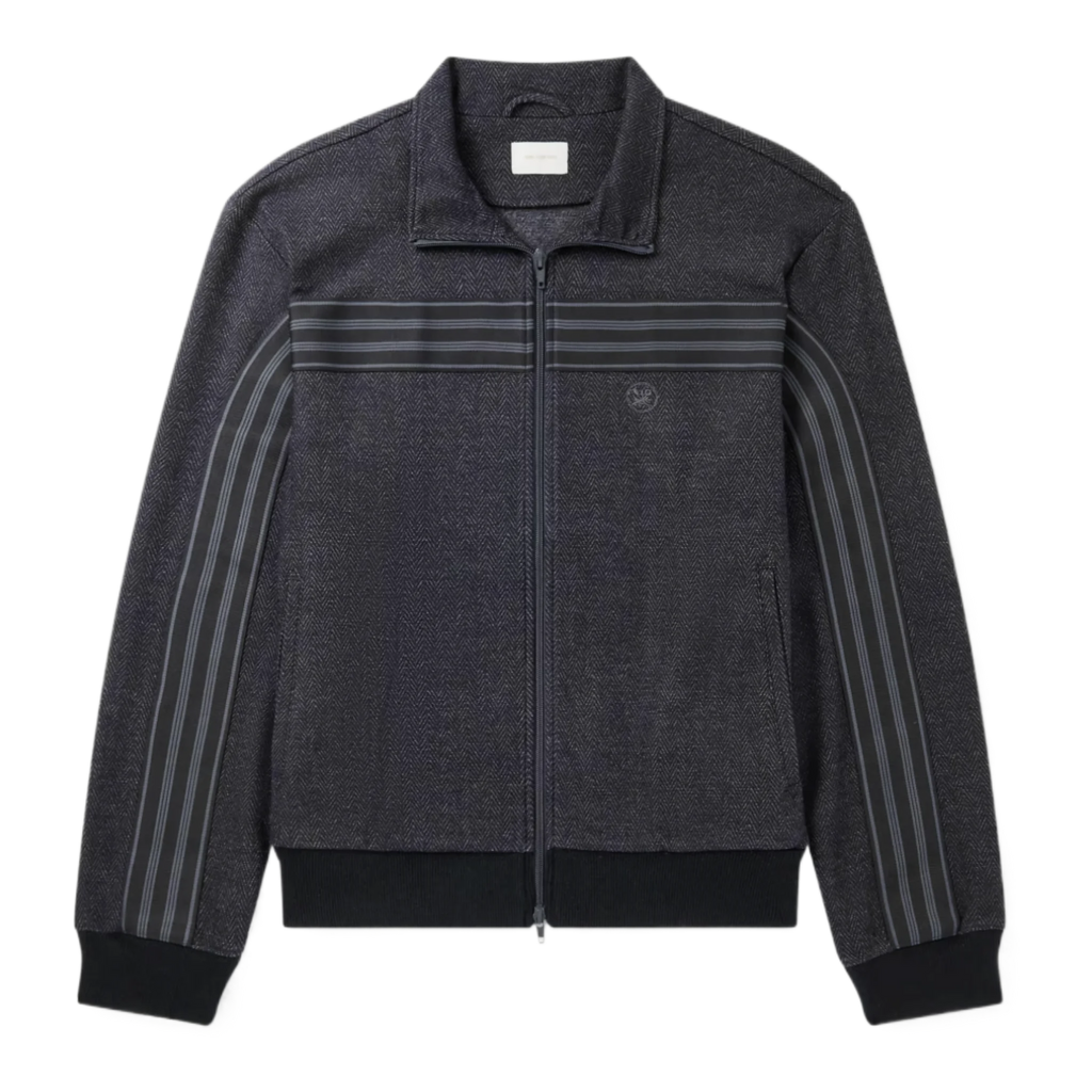 Webbing-Trimmed Herringbone Wool and Cotton-Blend Track Jacket