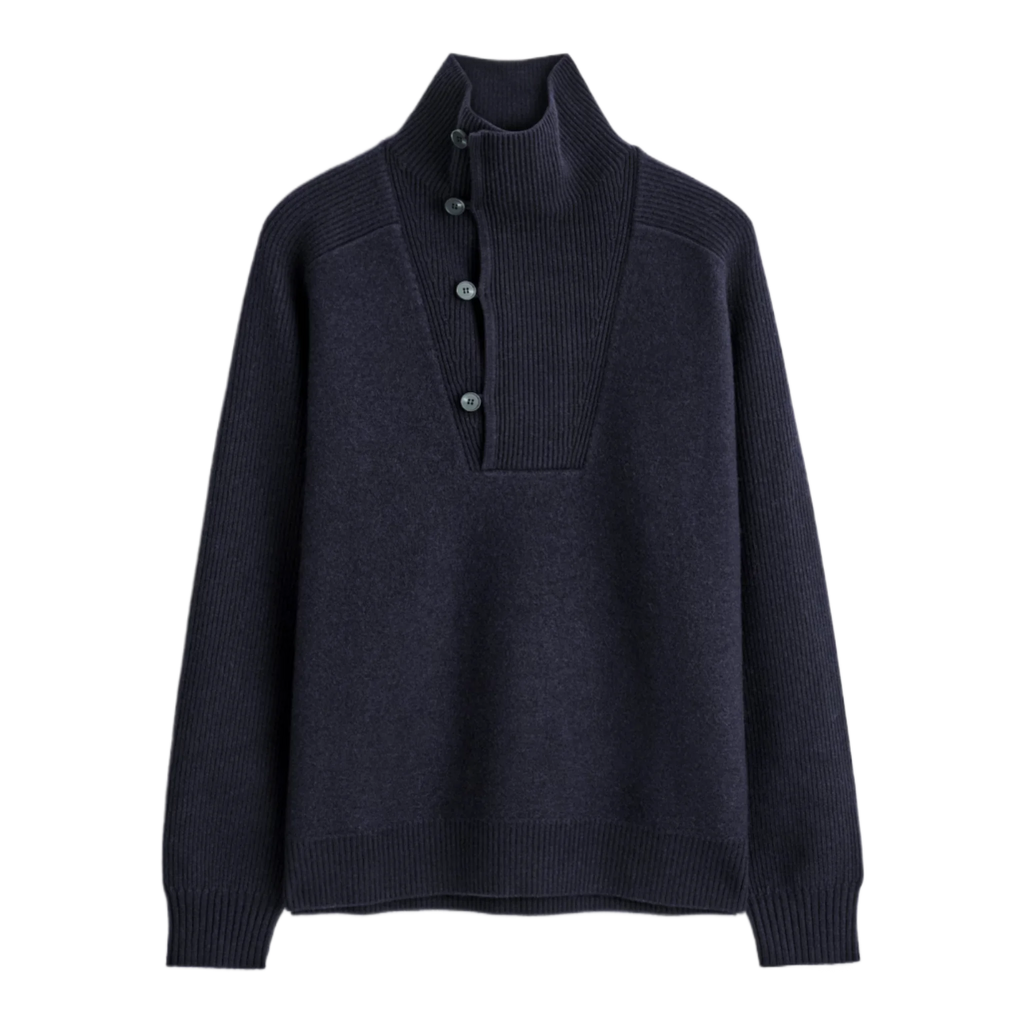PANELLED MERINO WOOL FUNNEL-NECK JUMPER