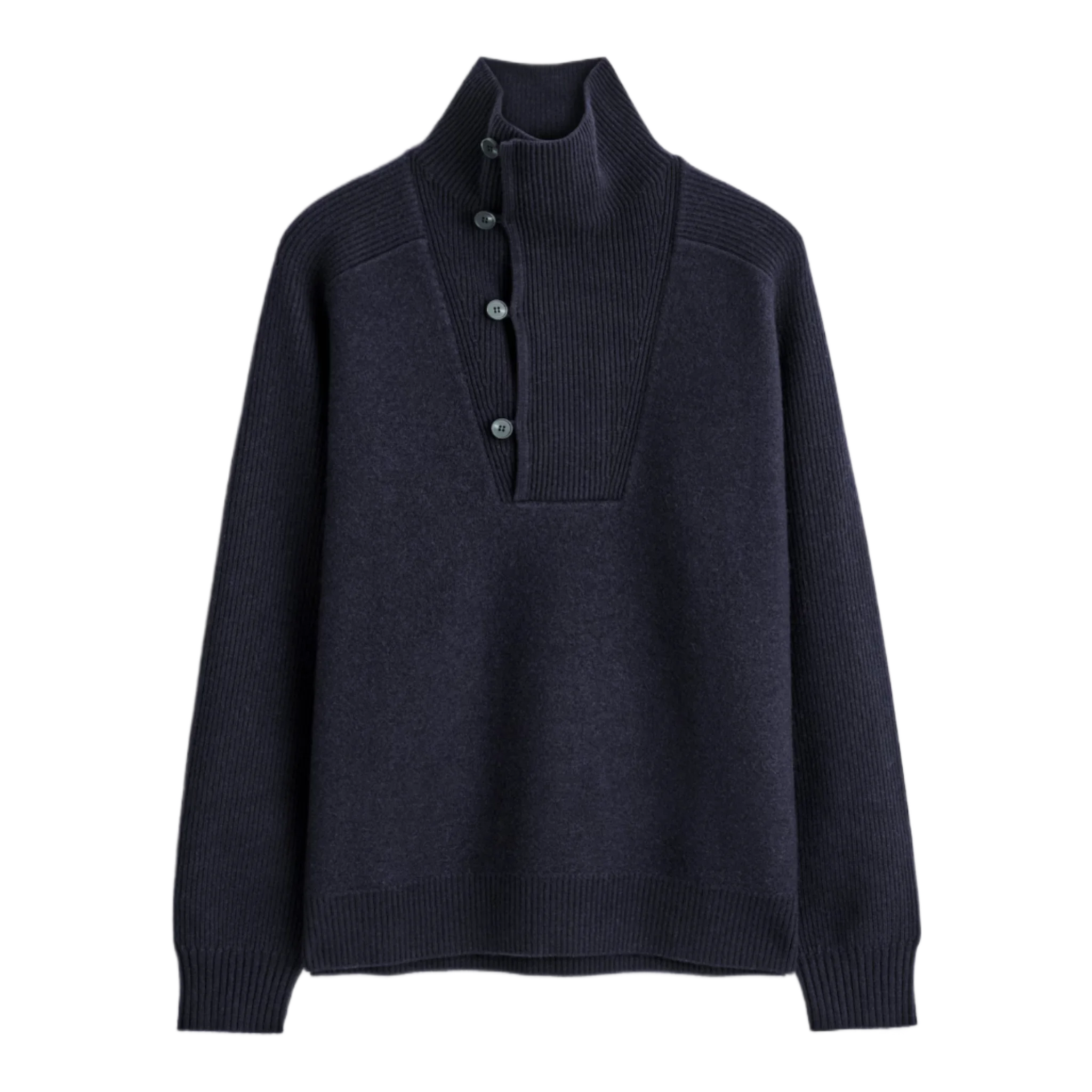 PANELLED MERINO WOOL FUNNEL-NECK JUMPER