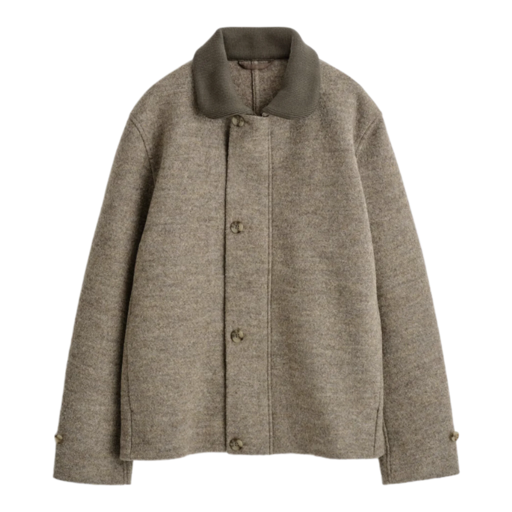RIBBED-COLLAR BOILED-WOOL JACKET