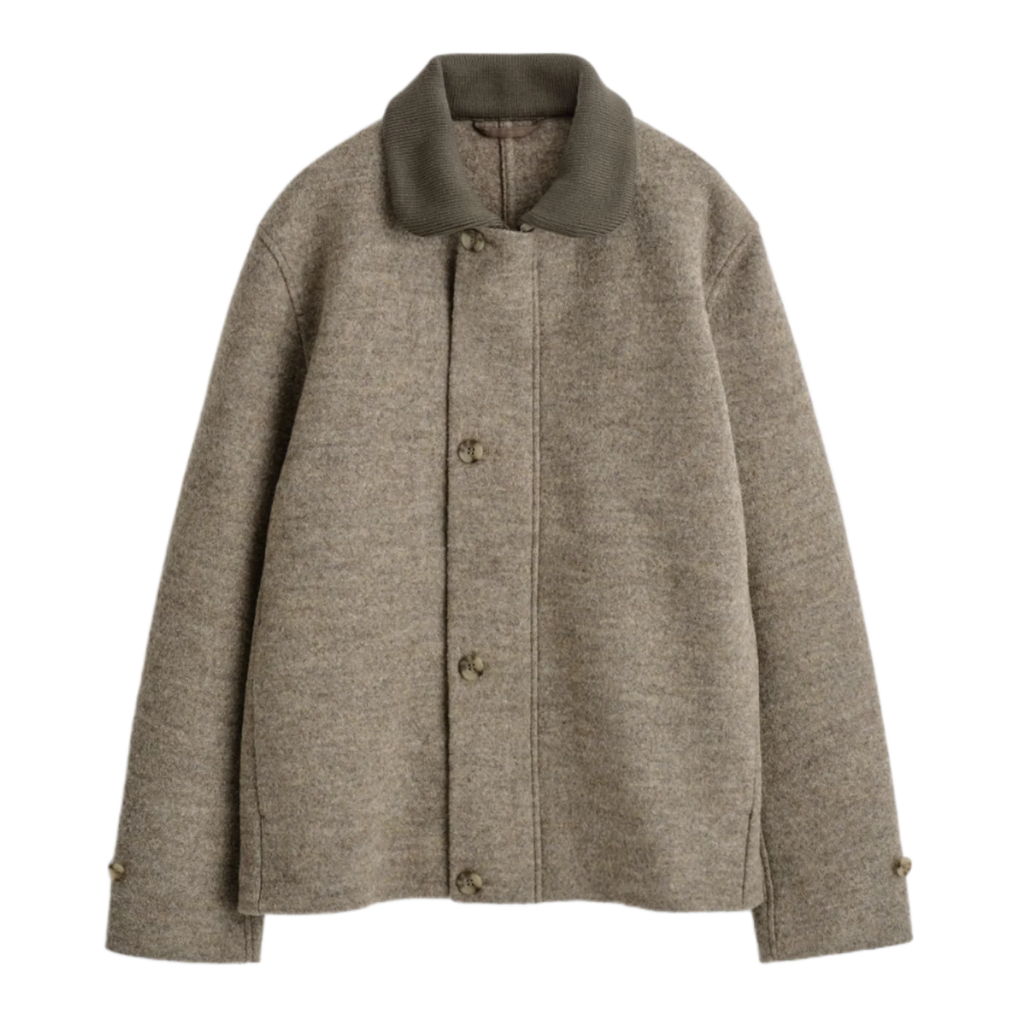 RIBBED-COLLAR BOILED-WOOL JACKET