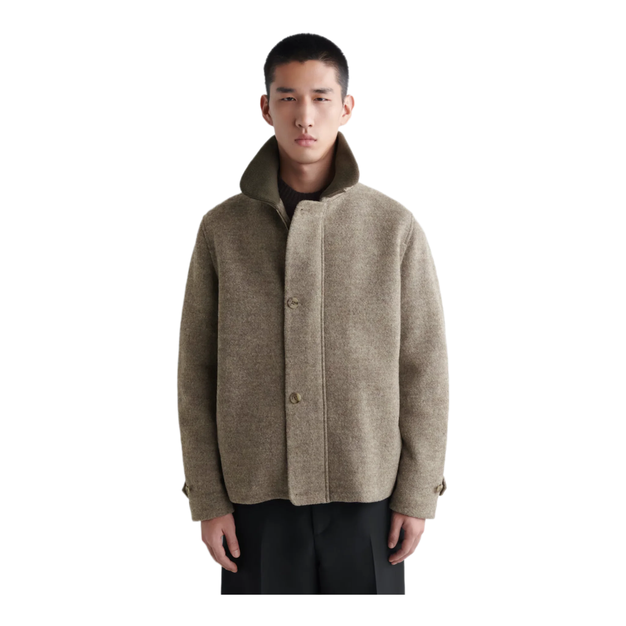 COS - RIBBED-COLLAR BOILED-WOOL JACKET – Vayard