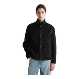 DOUBLE-FACED WOOL FUNNEL NECK JACKET