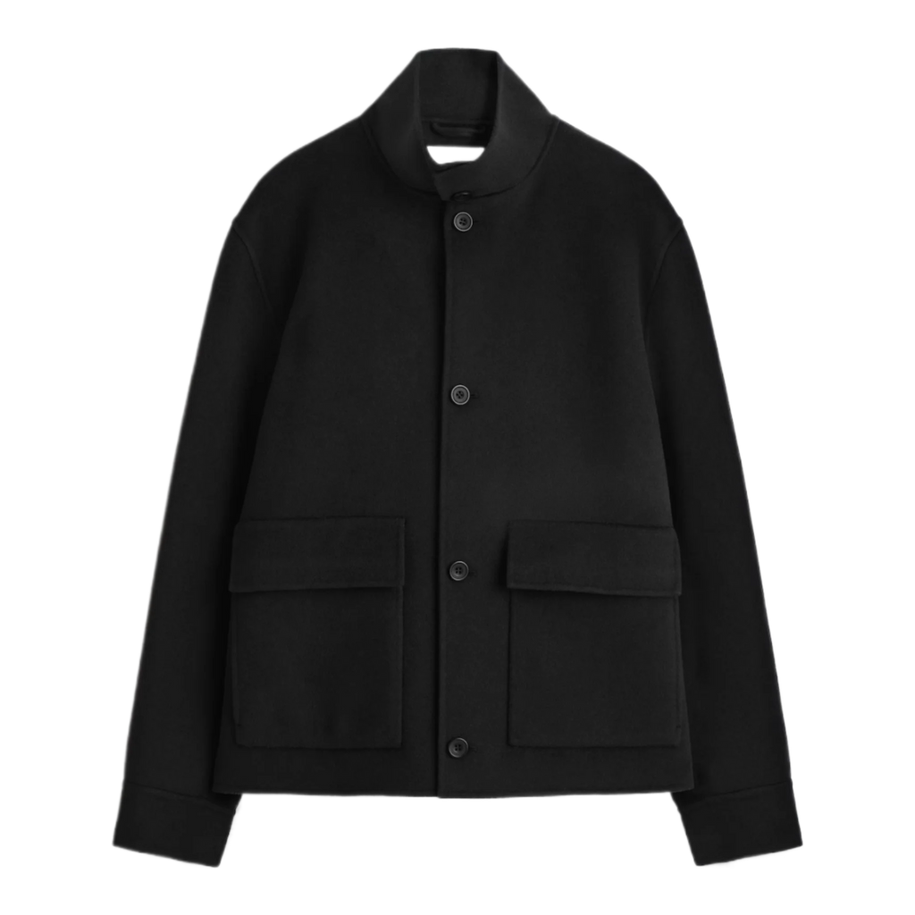 DOUBLE-FACED WOOL FUNNEL NECK JACKET