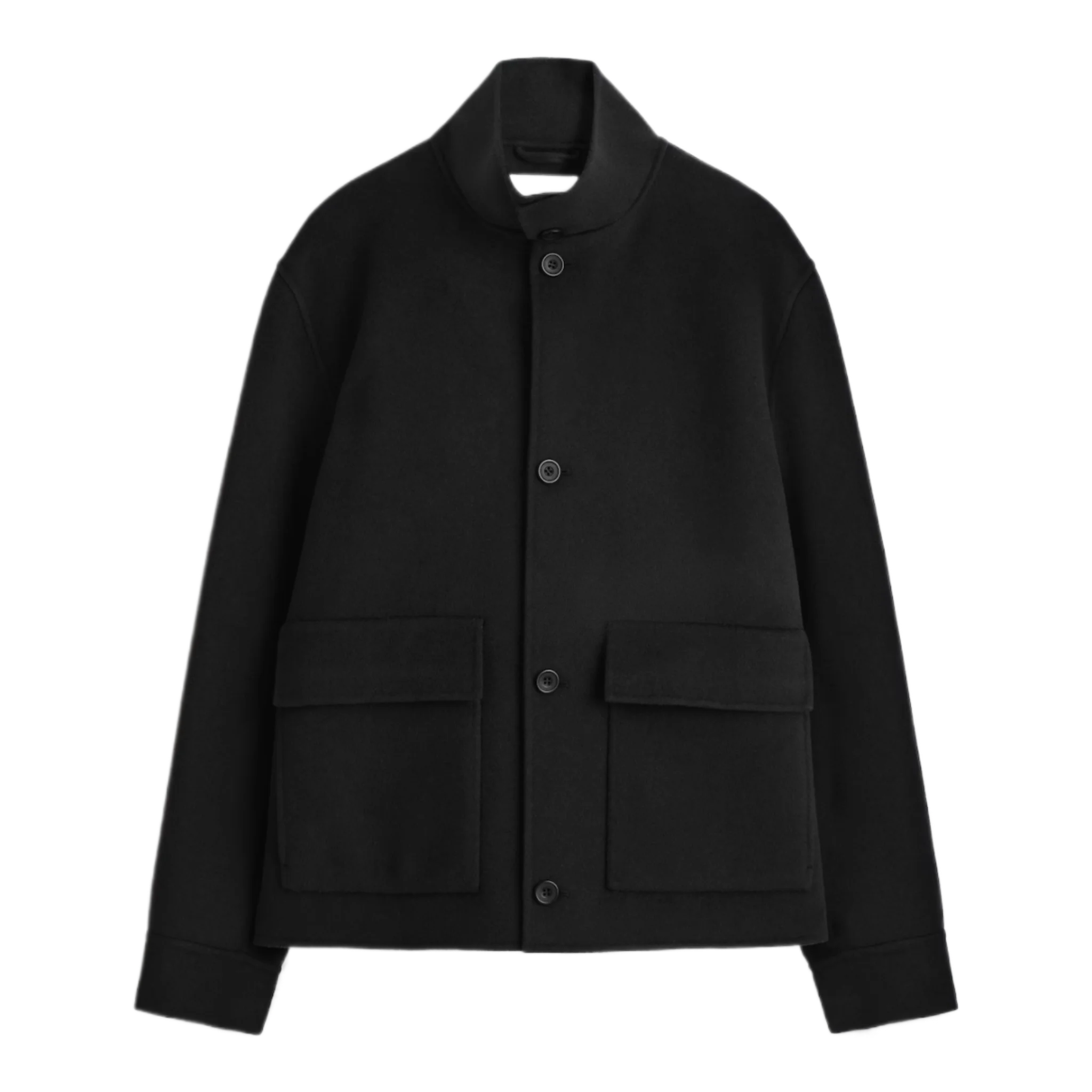 DOUBLE-FACED WOOL FUNNEL NECK JACKET
