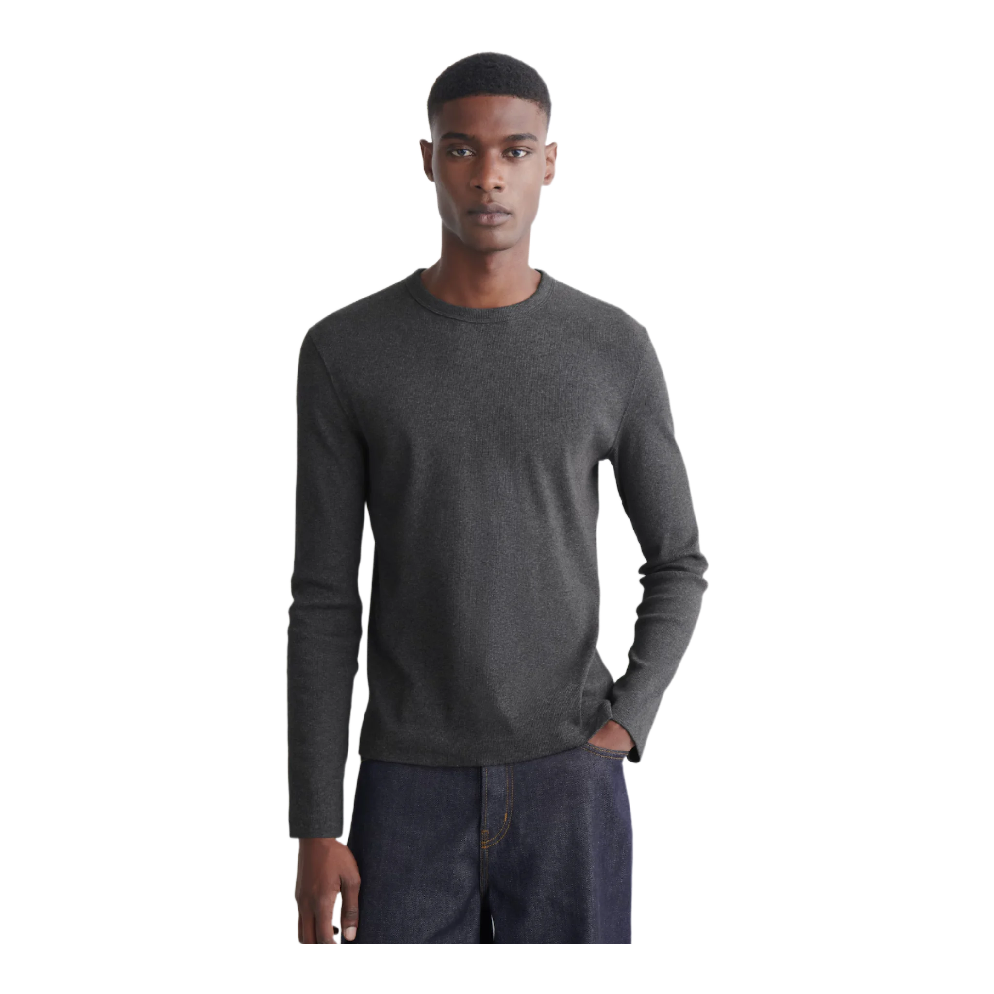 SLIM RIBBED COTTON LONG-SLEEVED T-SHIRT