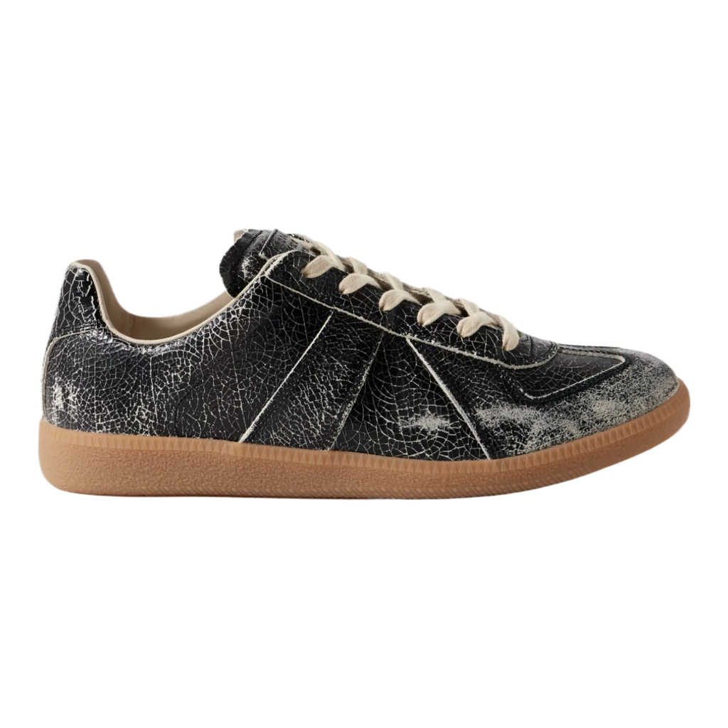 Replica Distressed Cracked-Leather Sneakers