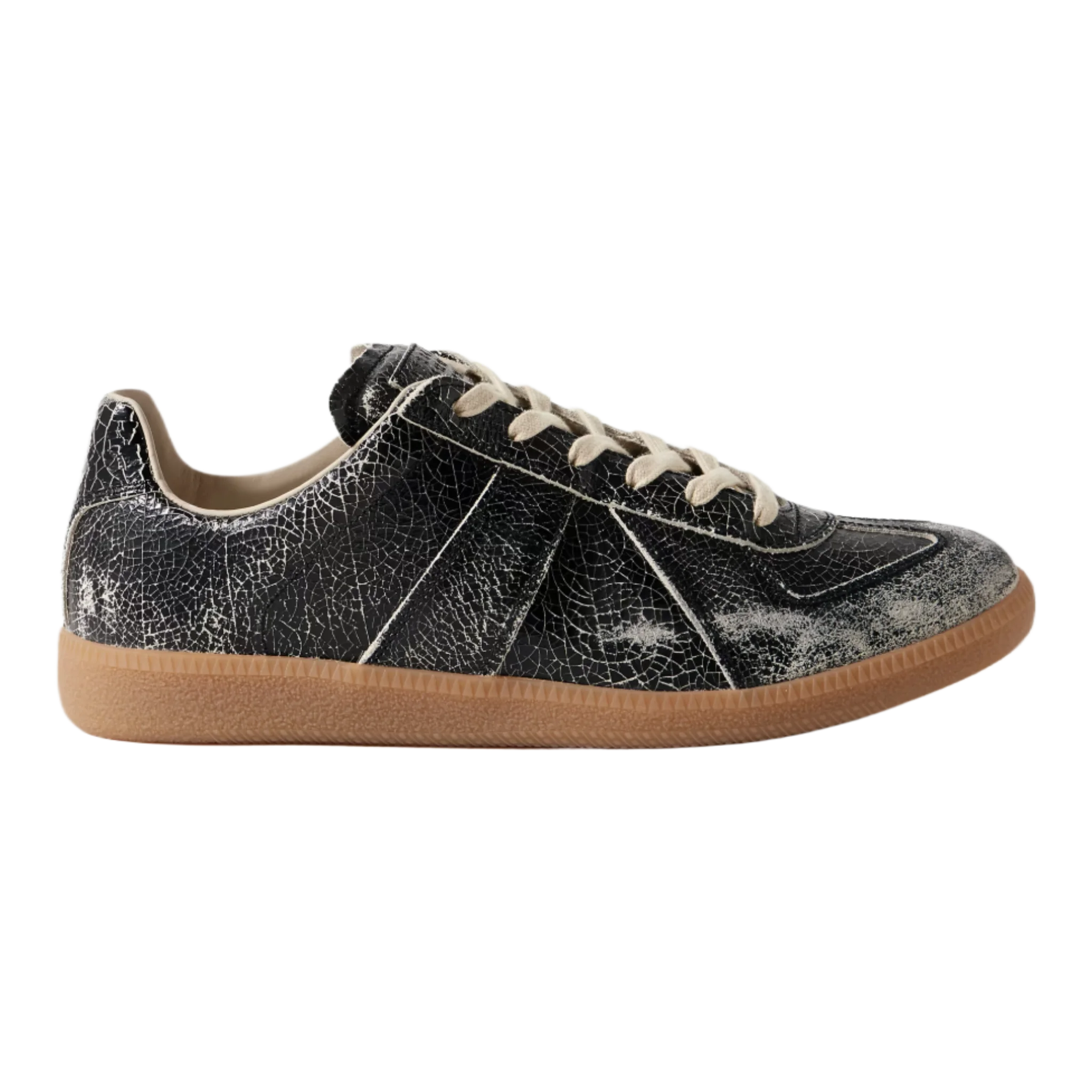 Replica Distressed Cracked-Leather Sneakers