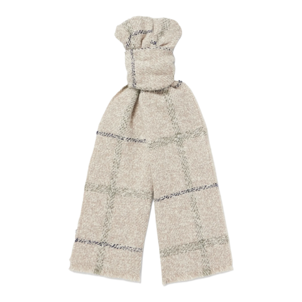 Fringed Checked Wool and Cashmere-Blend Scarf