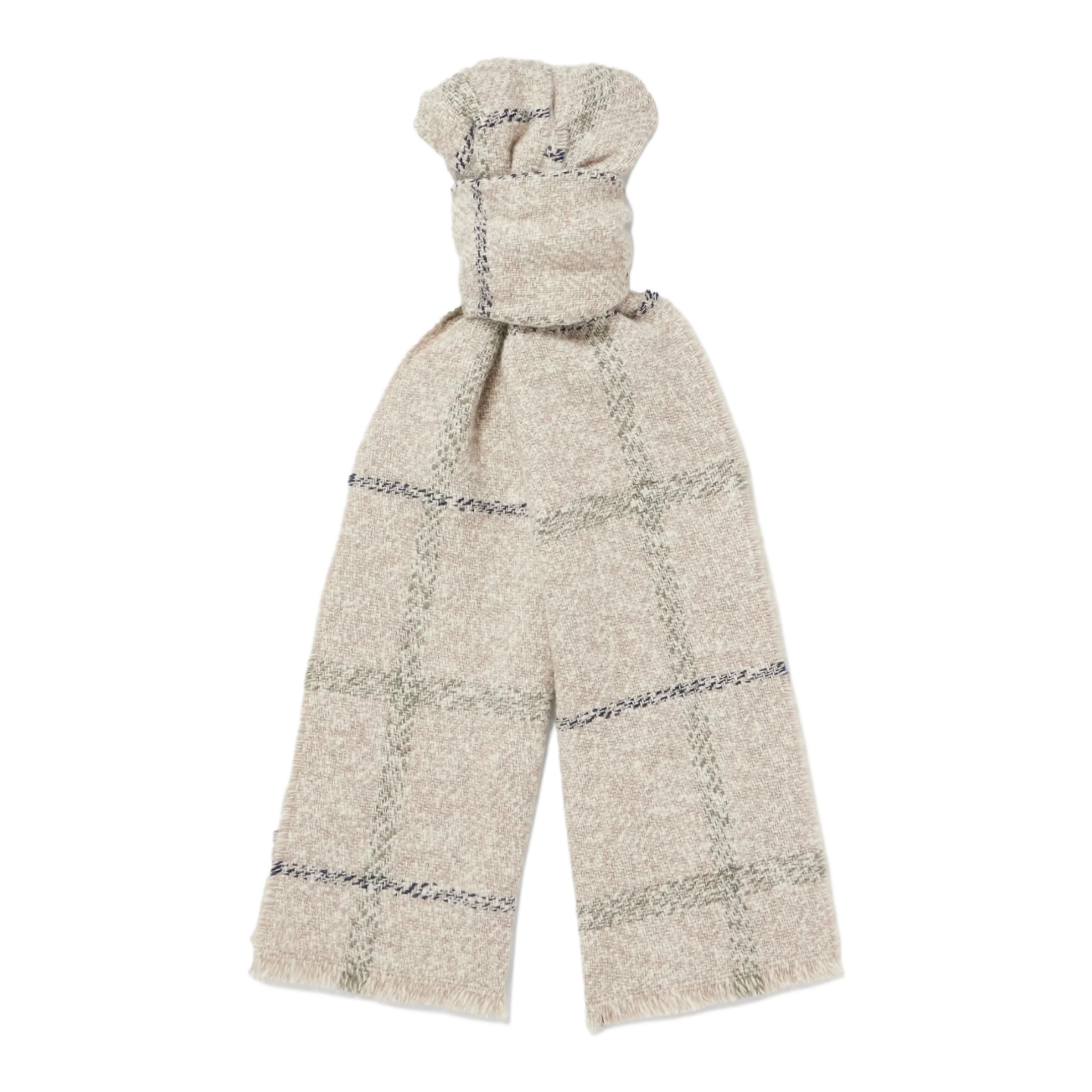 Fringed Checked Wool and Cashmere-Blend Scarf