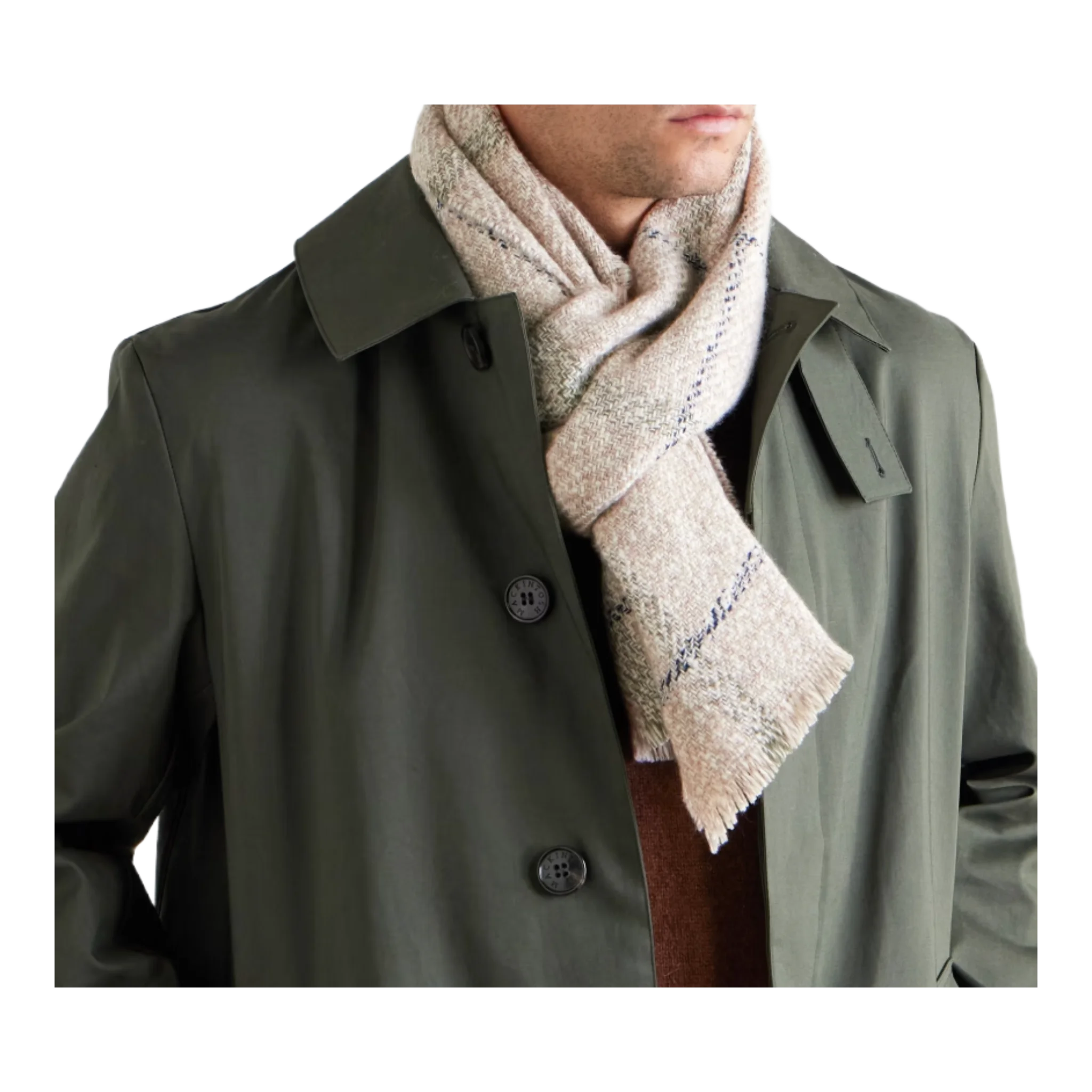 Fringed Checked Wool and Cashmere-Blend Scarf