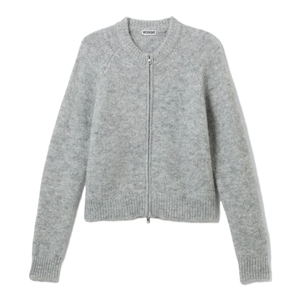 RAGLAN-SLEEVED WOOL-BLEND ZIP CARDIGAN