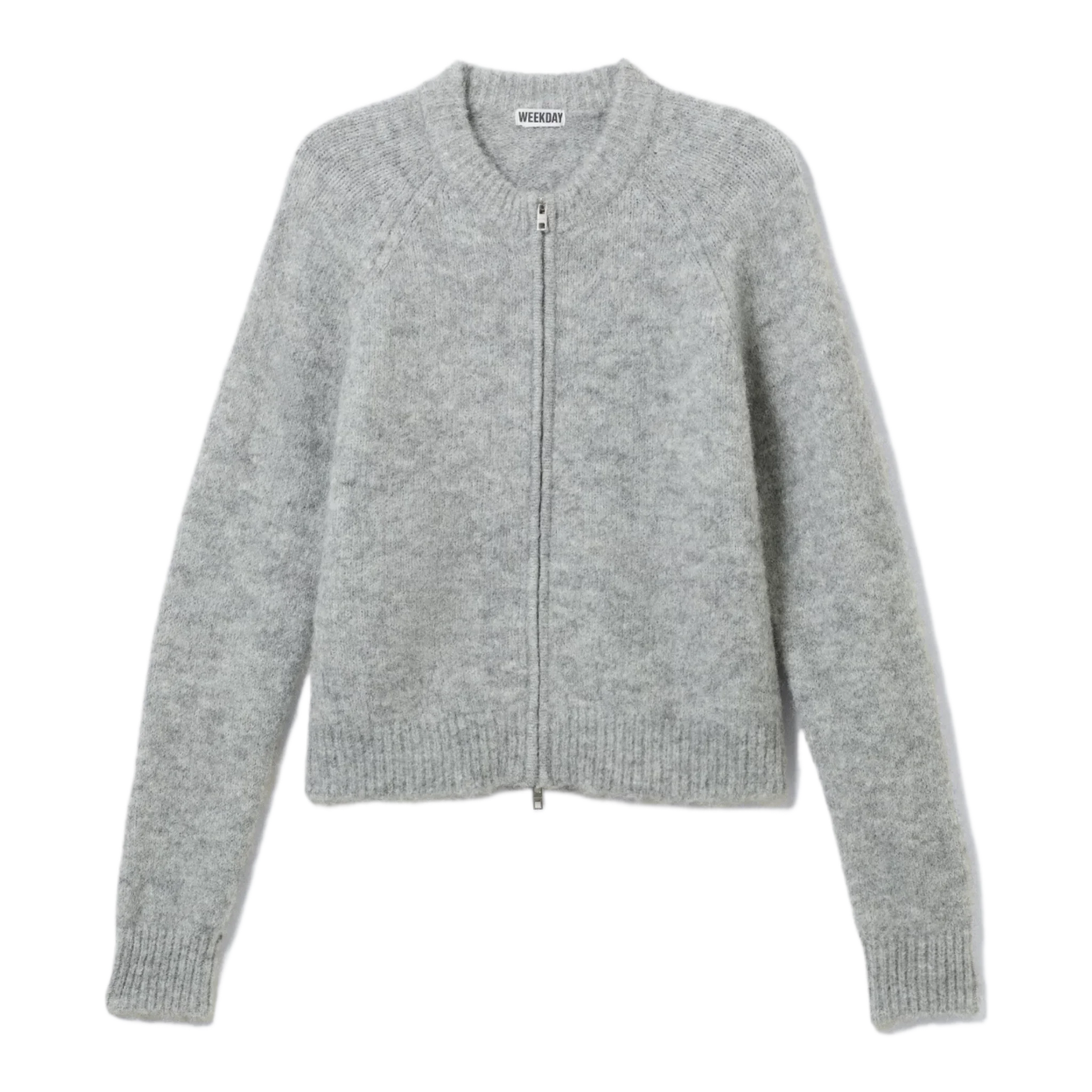 RAGLAN-SLEEVED WOOL-BLEND ZIP CARDIGAN