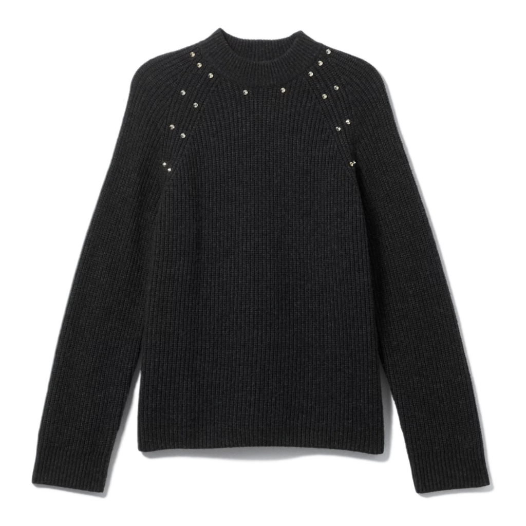 RELAXED KNITTED WOOL-BLEND SWEATER WITH STUDS