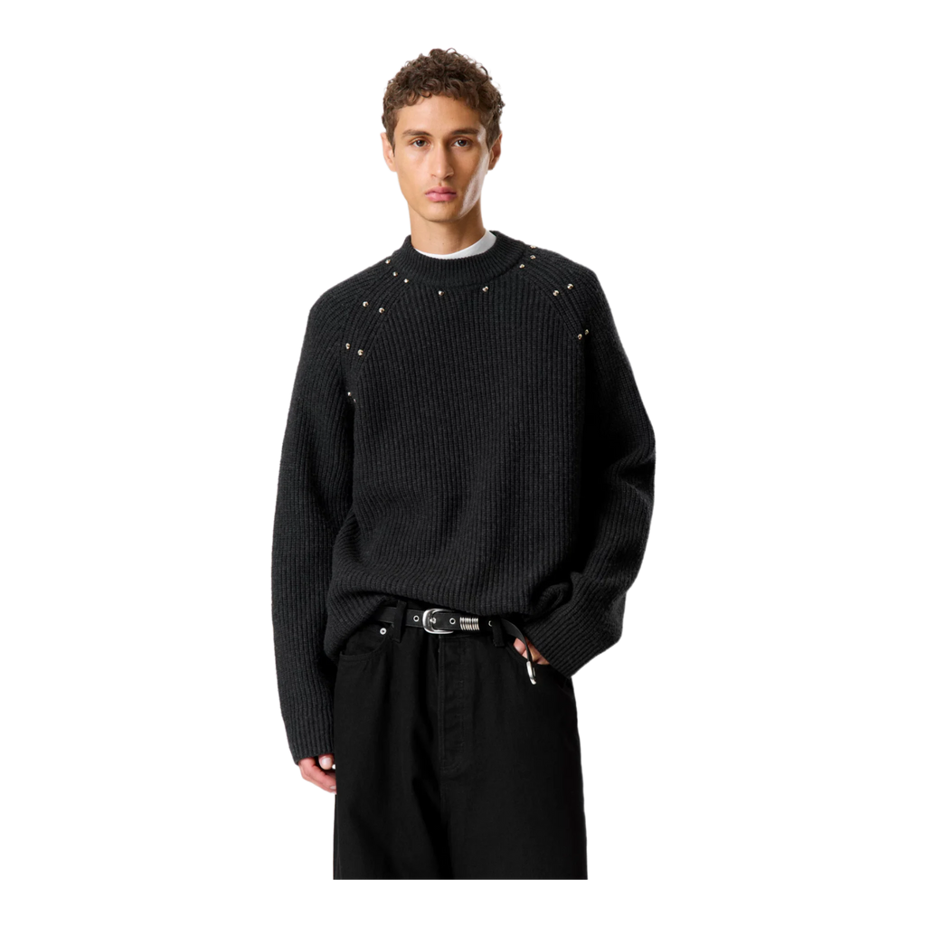 RELAXED KNITTED WOOL-BLEND SWEATER WITH STUDS