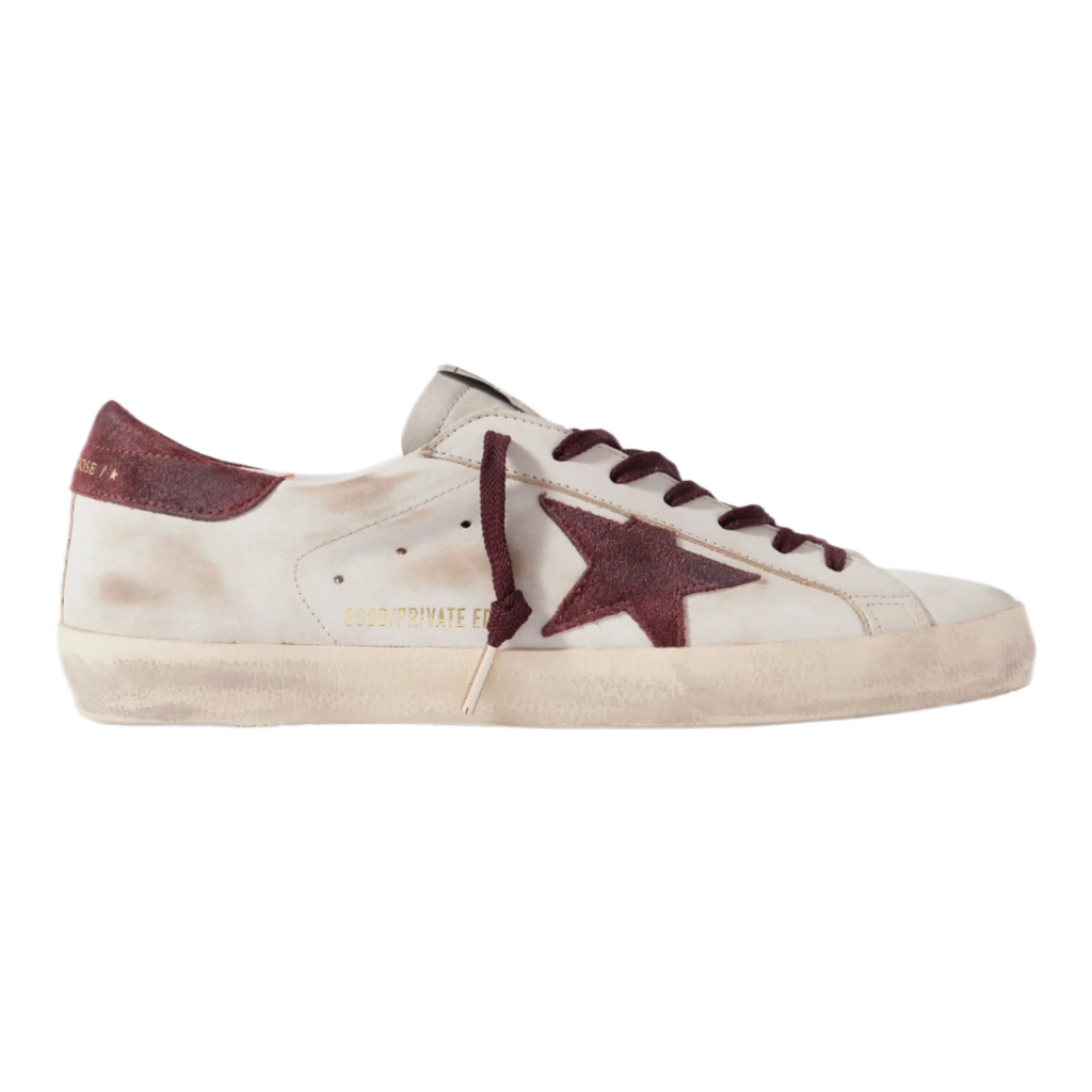 Super-Star Distressed Suede-Trimmed Leather Sneakers