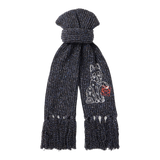 Fringed Embroidered Knitted Scarf