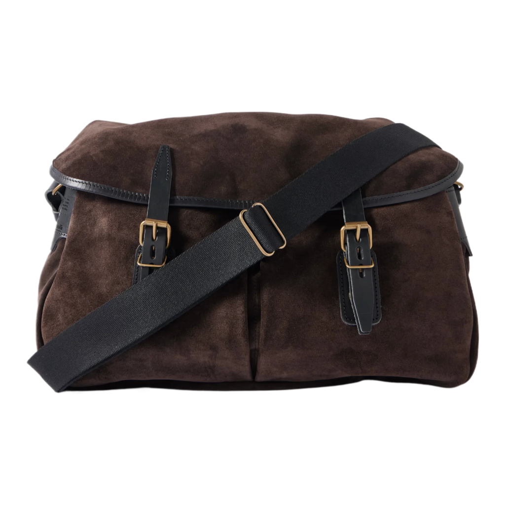 Fisherman's Musette Leather-Trimmed Suede Messenger Bag