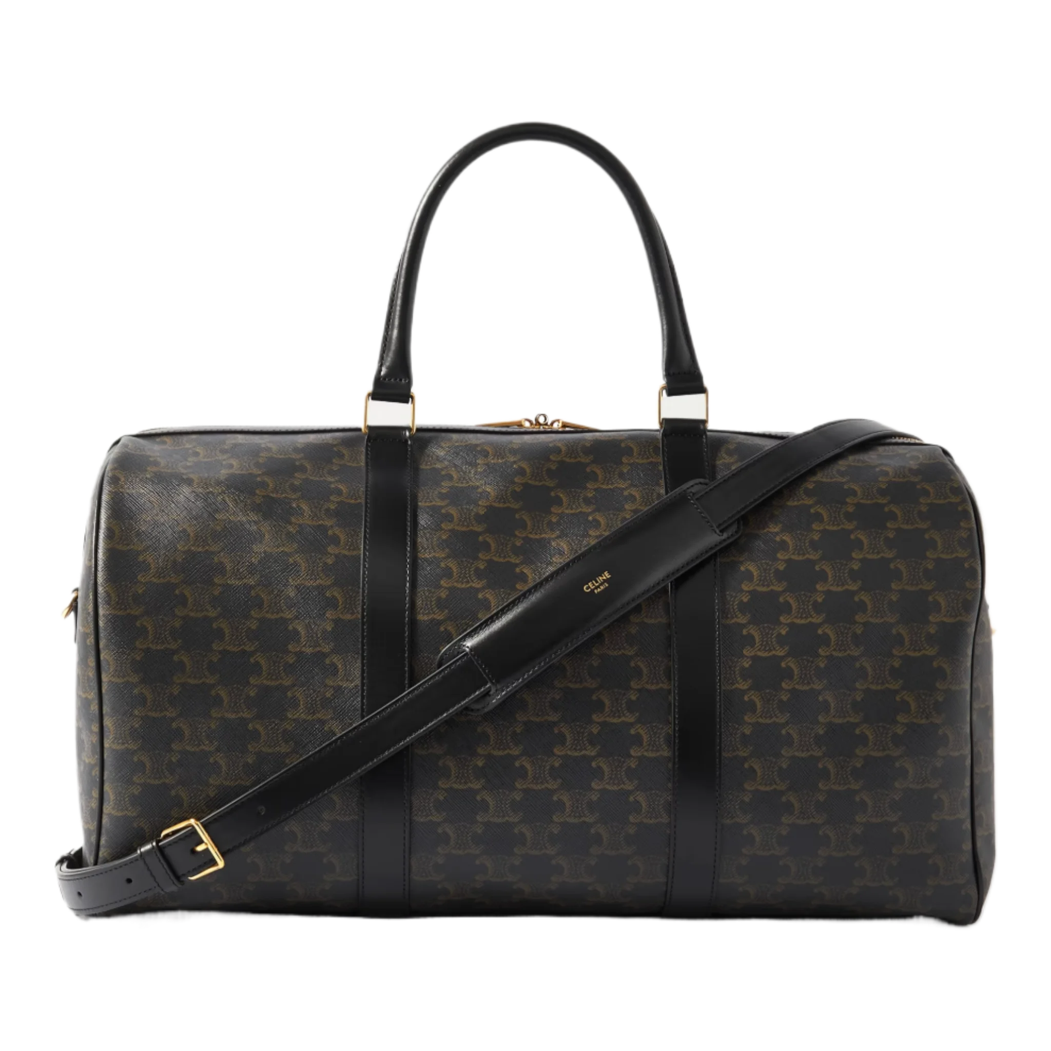 Triomphe Medium Leather-Trimmed Logo-Jacquard Canvas Weekend Bag
